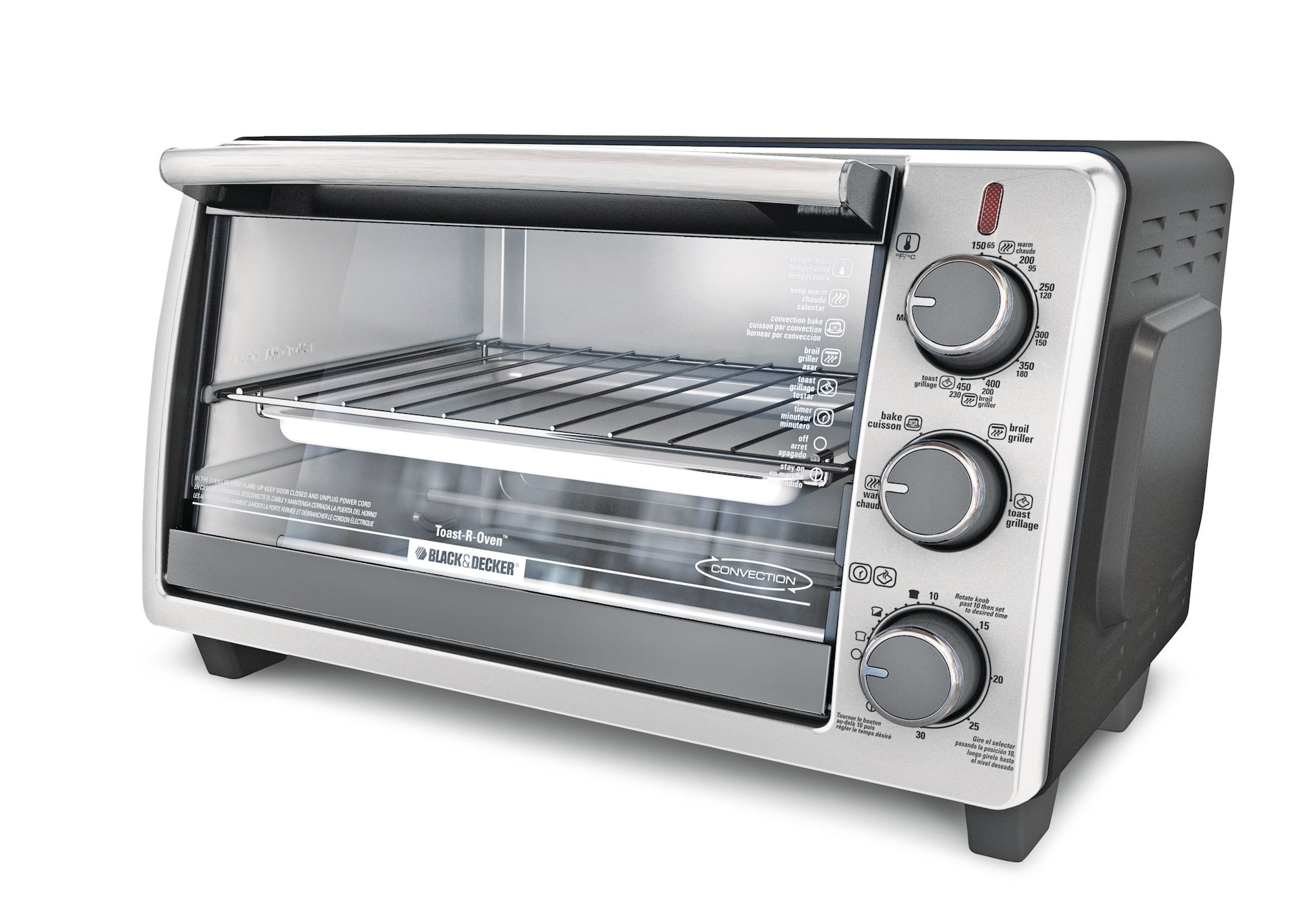 Black & Decker Toaster Oven with 4 Functions, Stainless Steel, 6-Slices