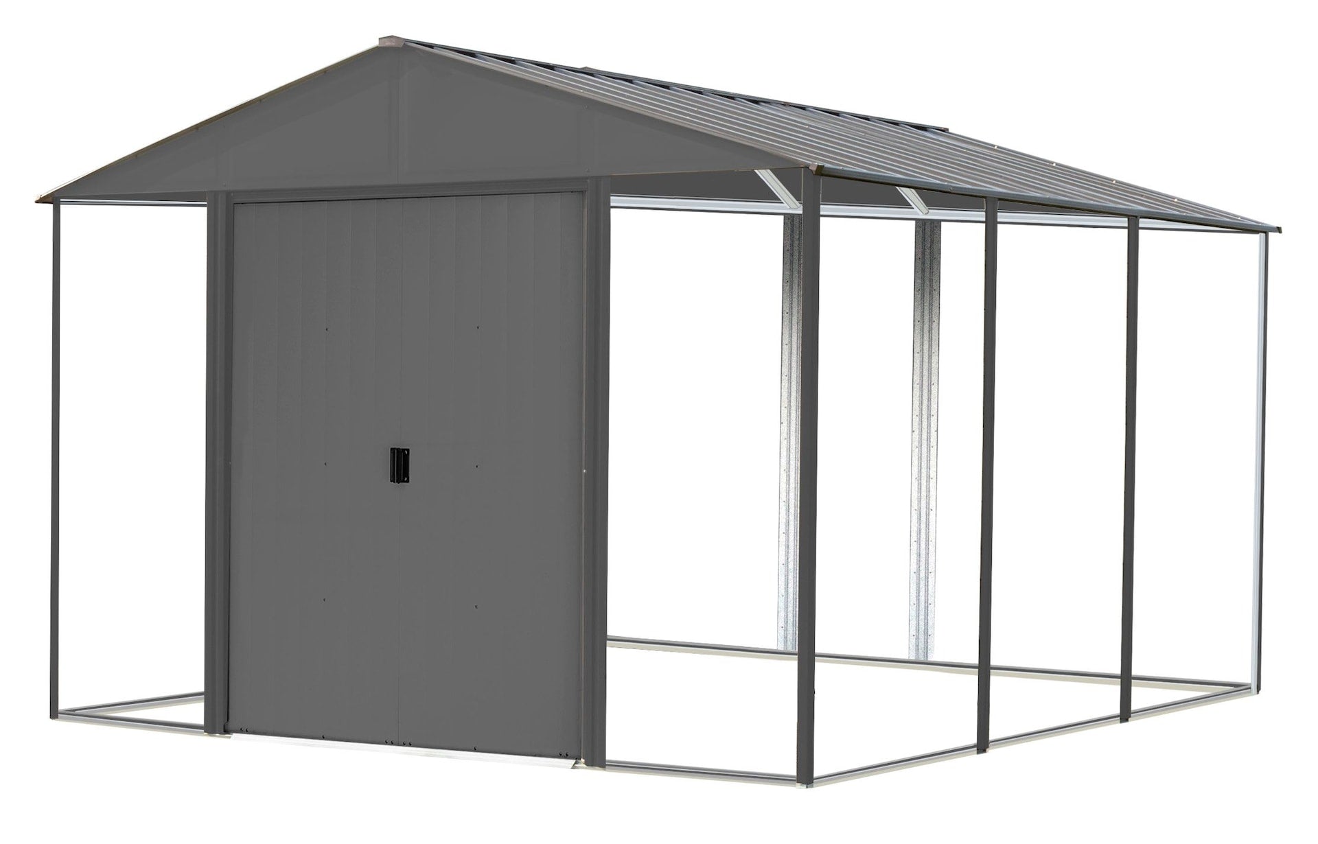 Arrow Ironwood Steel Hybrid Shed Kit, Anthracite, 10-ft x 12-ft