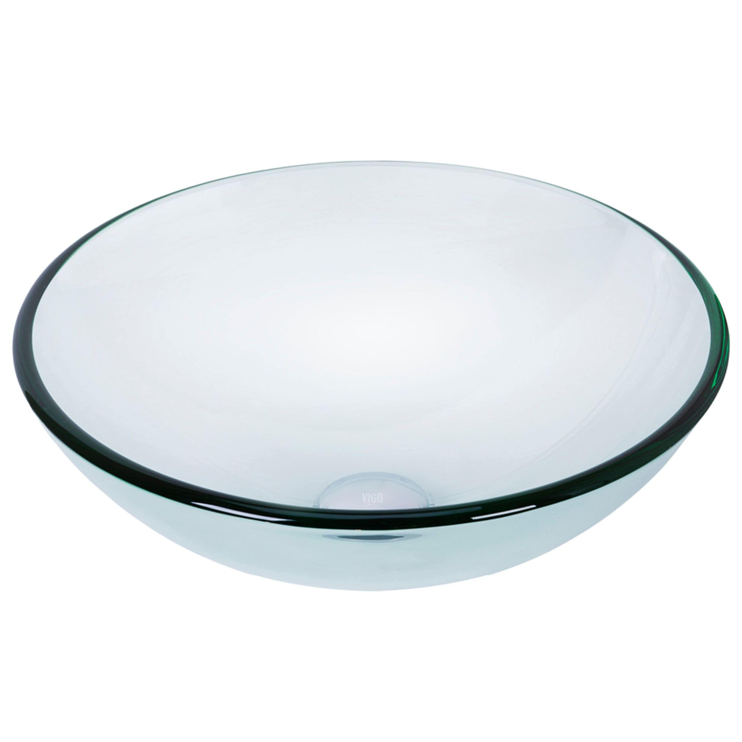 VIGO Round Glass Vessel Bathroom Sink/Basin with Repellent Seal Coating, Crystalline