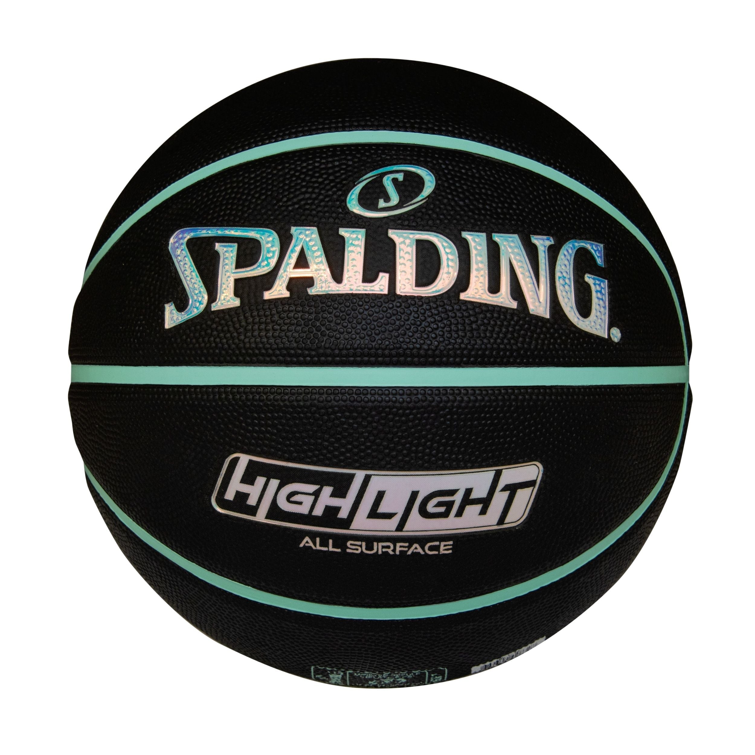 Spalding Highlight Foil Basketball, Black/Mint, Size 7