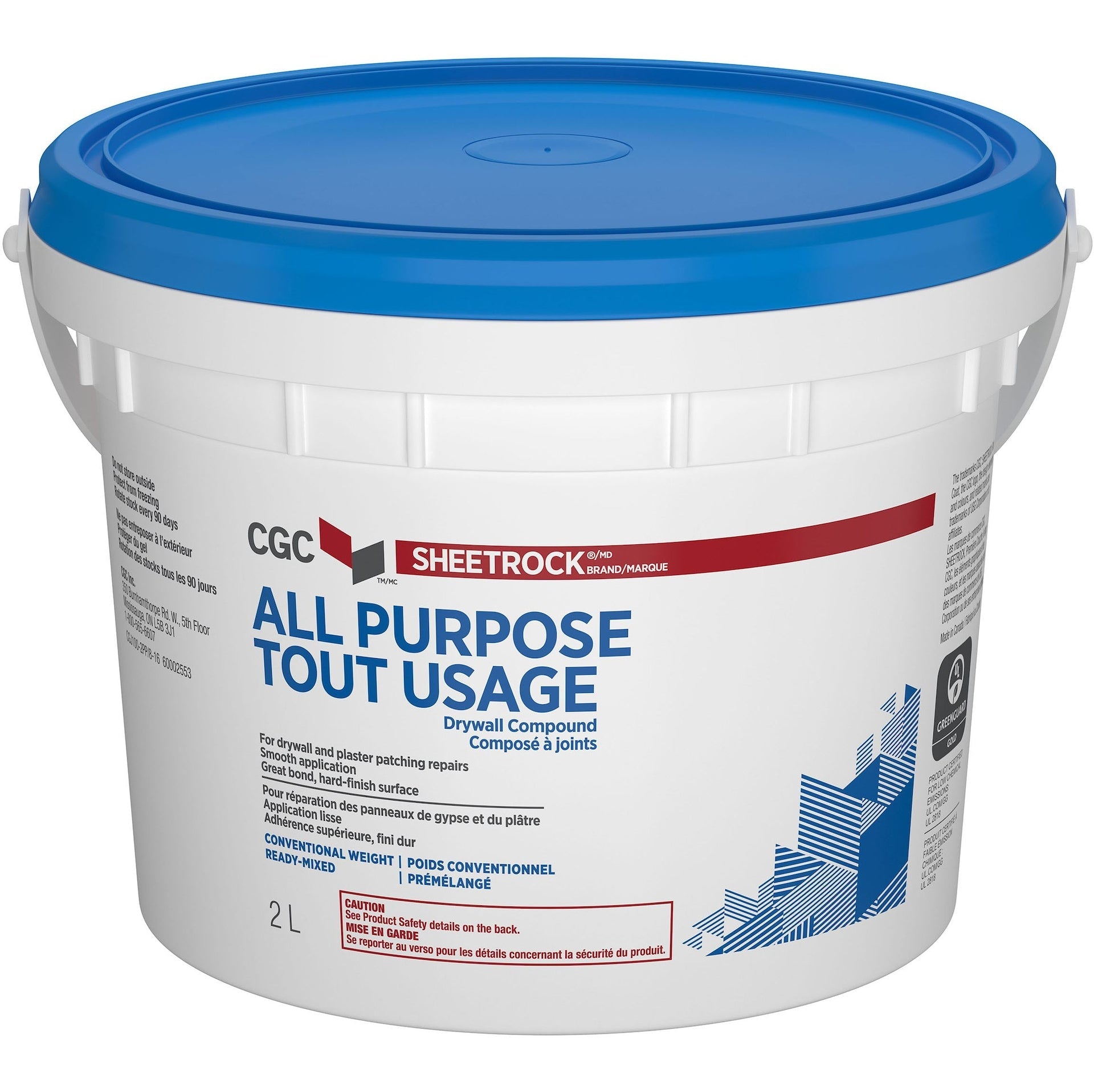 CGC Sheetrock Ready-Mixed Drywall Wallboard Compound, 2-L Pail