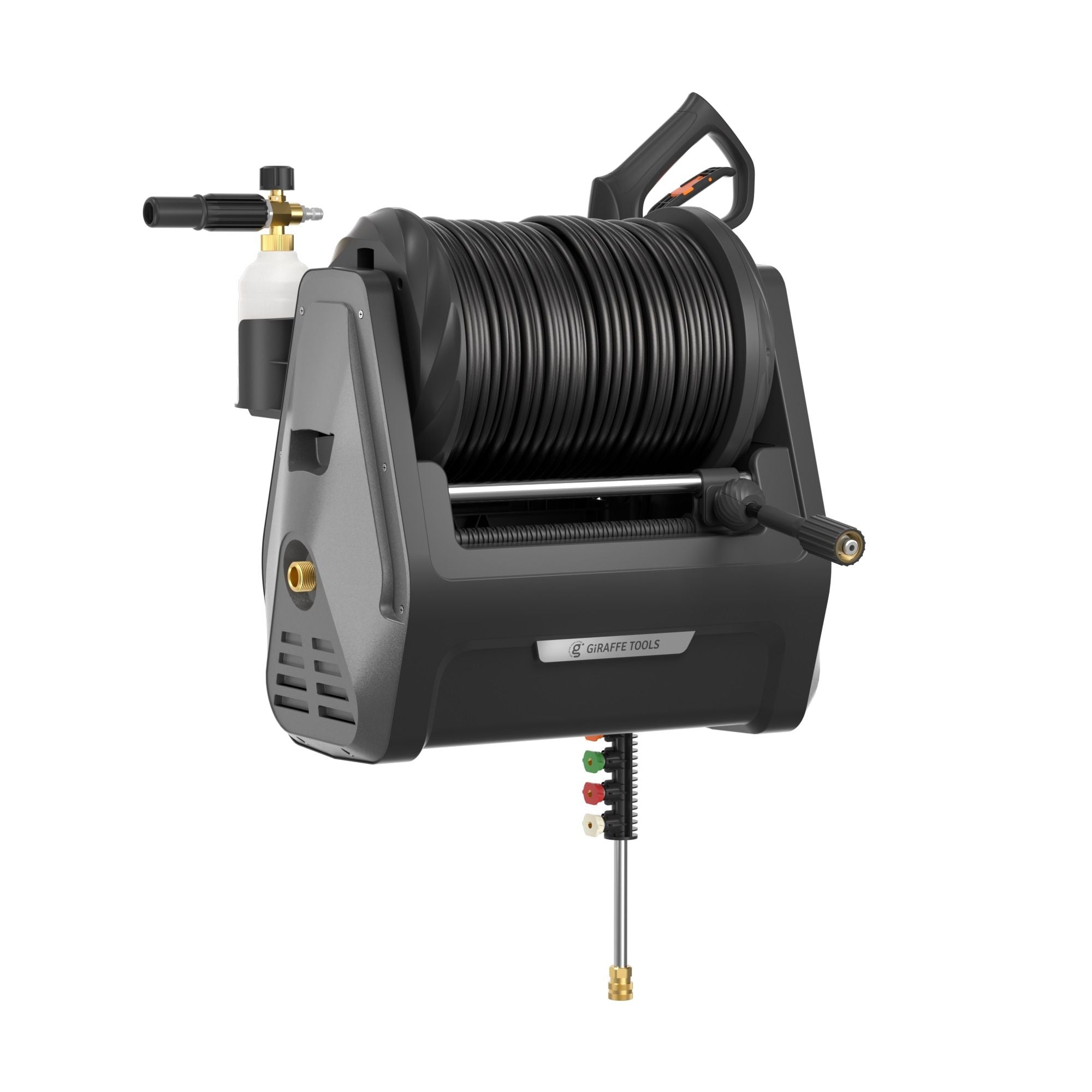 Giraffe Tools Grandfalls G30 Wall Mounted 2100 PSI 2.2 GPM Brushless Retractable Electric Pressure Washer with 100-ft Hard Hose