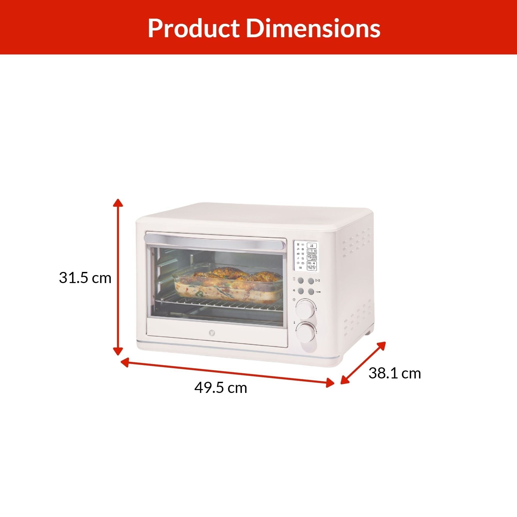 Vida by PADERNO Digital Multi-Functional Air Fryer Toaster Oven with 11 Pre-Set Functions, Shortbread, 6-Slices