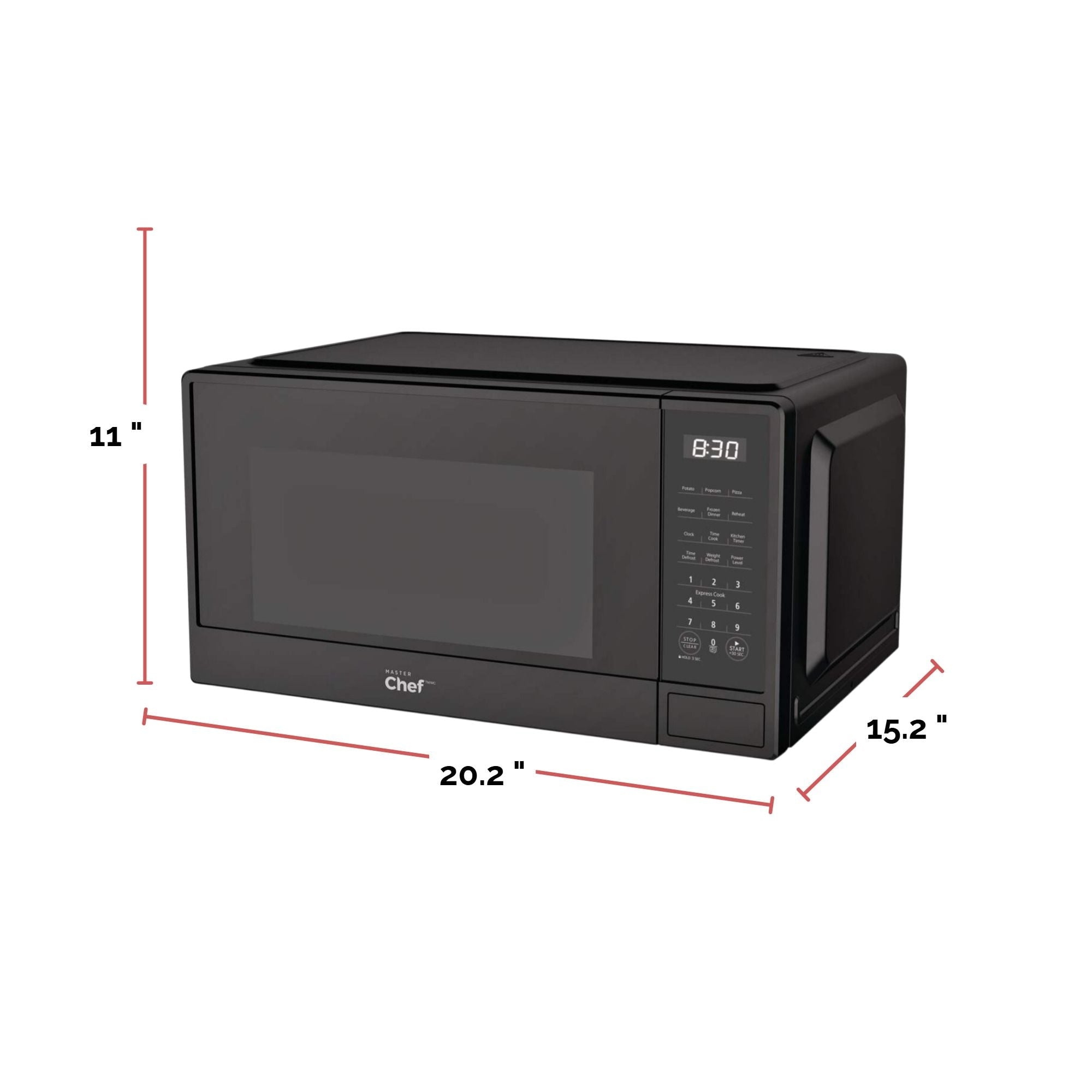 MasterChef Matte Microwave, Black, 1.1-cu-ft