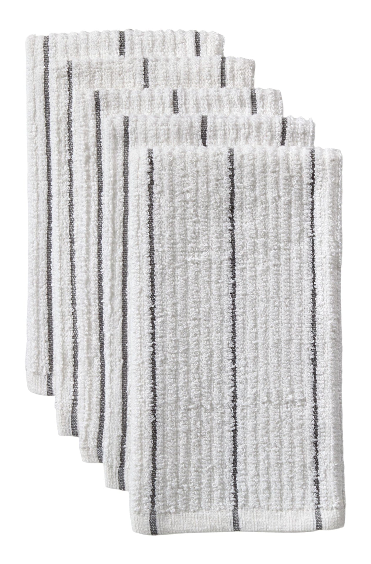 Master Chef Ribbed Stripe Bar Mop Dish Cloths, Grey Stripes, 5-pk