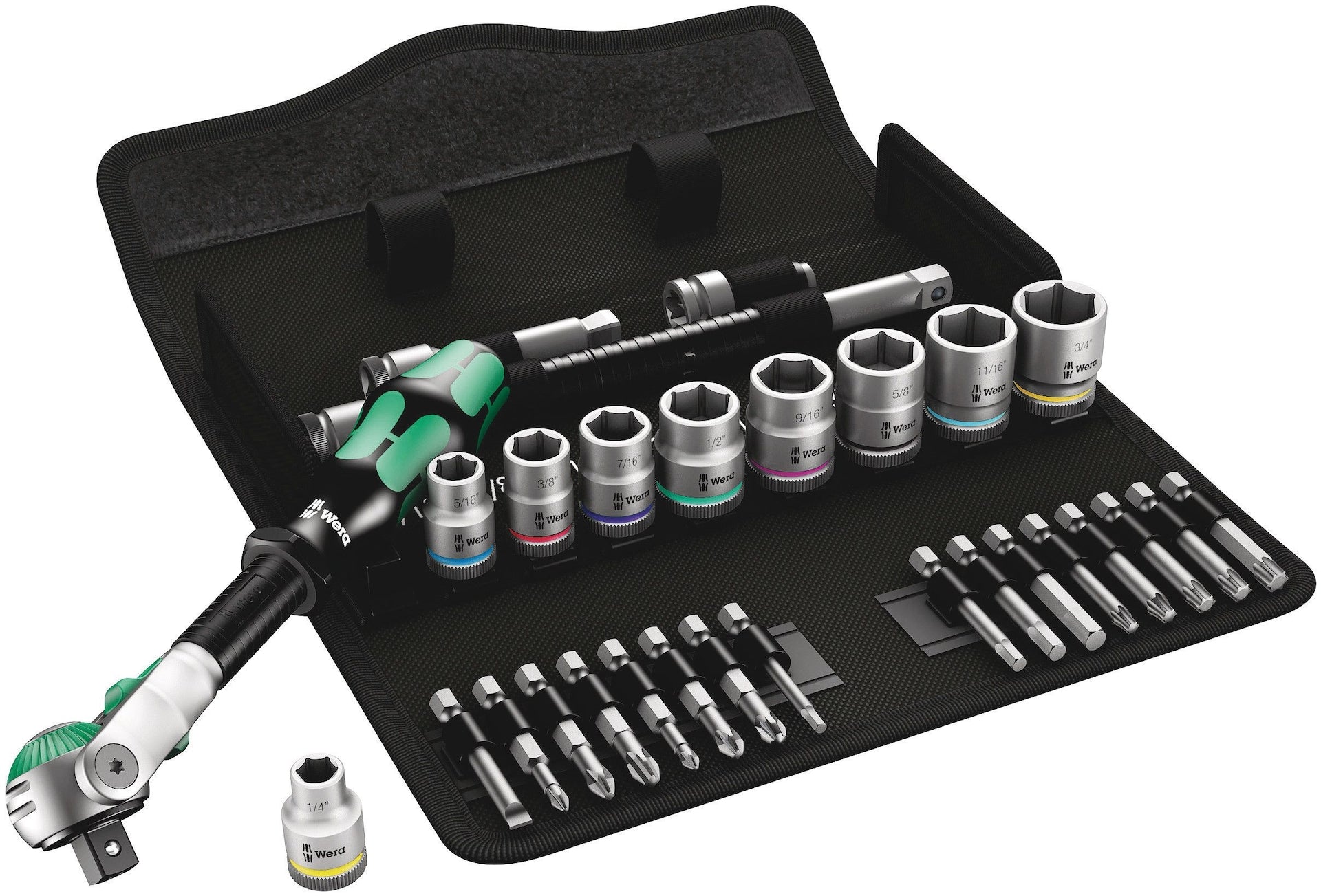 Wera 3/8-in Drive Socket Set, SAE, 29-pc
